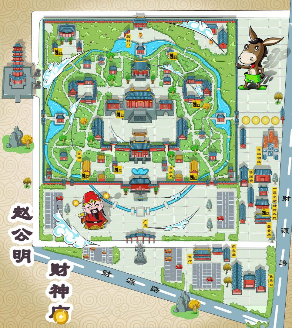 临淄寺庙类手绘地图
